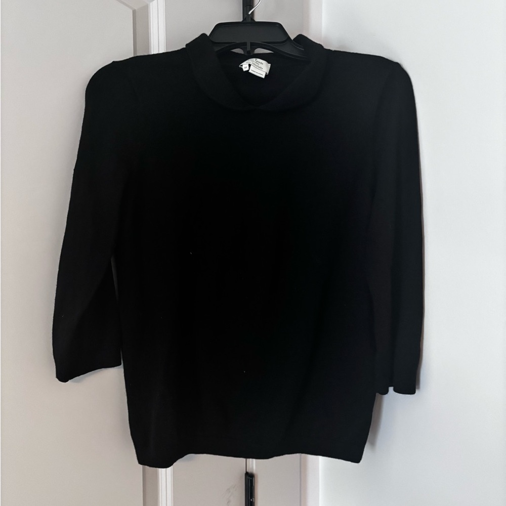 kate spade Black Crewneck Sweater with Rounded Peter Pan Collar